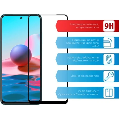 Аксесуар для смартфона ACCLAB Tempered Glass Full Glue Black for Xiaomi Redmi Note 10 / Note 10s / Note 11 / Note 11s: Матеріал Скло