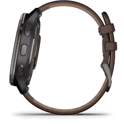 Смарт-часы Garmin Venu 2 Plus Slate Stainless Steel Bezel With Slate Case And Brown Leather Band (010-02496-15): Цвет ремешка коричневый