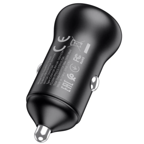 Зарядное устройство Hoco Car Charger USB+USB-C NZ5 PD+QC 5A 30W Black: Сила тока 2.4А и более