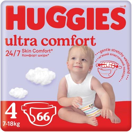 Подгузники Huggies Ultra Comfort 4 (7-18 кг) Mega для мальчиков 66 шт (5029053548777)