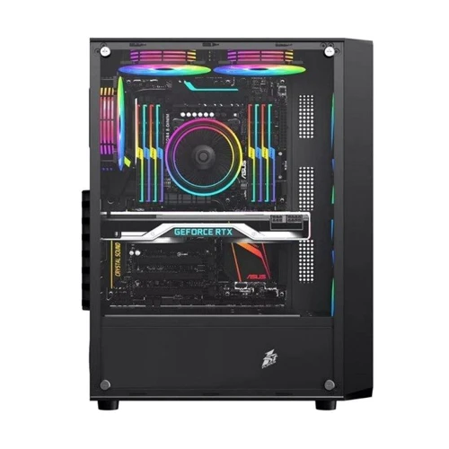 Корпус 1STPLAYER FD3-4F2(AP)-BK Black: Материал передней панели пластик и металл