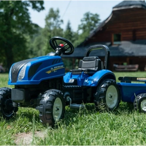 Детский трактор на педалях с прицепом Falk NEW HOLLAND синий (3080AB): Вид трактор
