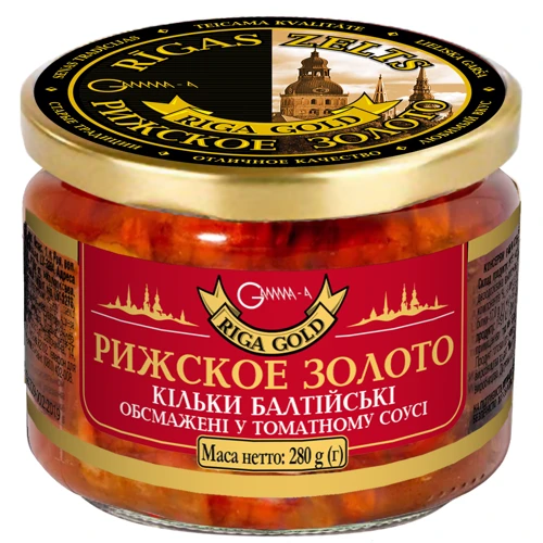 Кілька балтійська обсмажена в томатному соусі Ризьке золото 280 г (4820062446549)