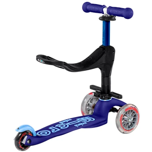 Самокат MICRO Mini 3in1 Deluxe Plus – Синий (до 50 kg, до 20 kg с сидением, 3-х кол.) MMD080: Количество колес 3