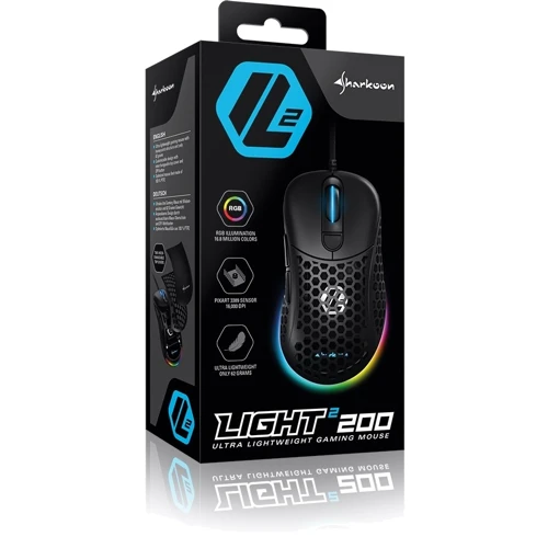 Мышь Sharkoon Light² 200 Black: Вес 62 г