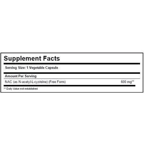 Solgar NAC 600 mg 30 Vegetable Capsules: Тип N-ацетилцистеїн