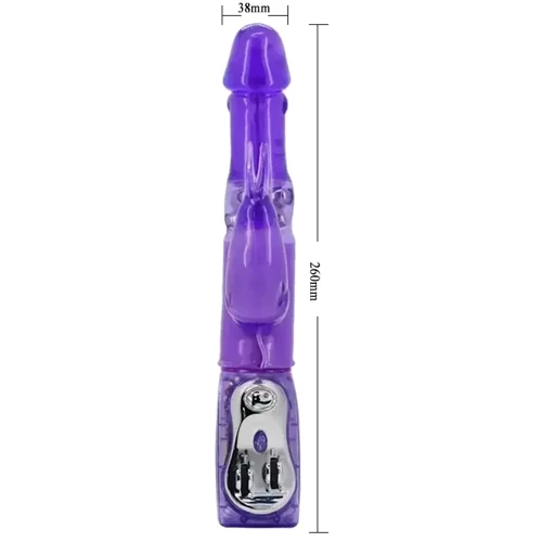Вибратор с стимулятором клитора и функцией ротации BAILE - Travel partner Purple (BW-020236R)