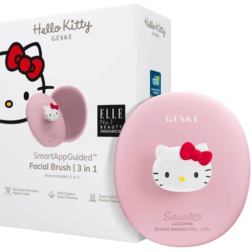 Щетка для лица GESKE Facial Brush 3 в 1 Hello Kitty Pink с держателем (HK000052PI01)