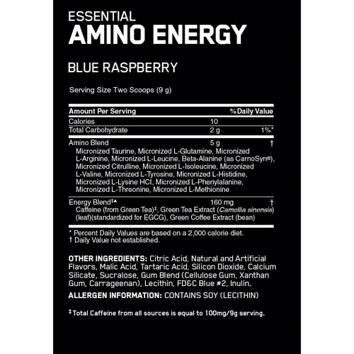 Аминокислота для спорта Optimum Nutrition Essential Amino Energy 270 g /30 servings/ Blue Raspberry: Вкус Ежевика