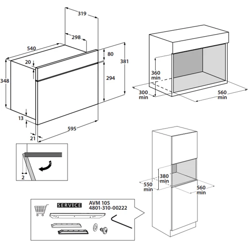 Встраиваемая микроволновая печь Hotpoint-Ariston MN 512 IX HA: Внутренний объем 22 л