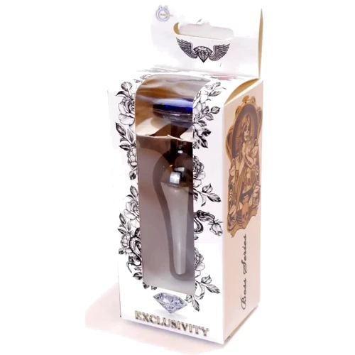 Анальная пробка с кристаллом BOSS of TOYS Boss Series - Jewellery Dark Silver BUTT PLUG Blue, BS6400059