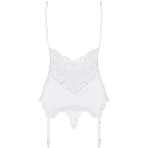 Эротический корсет с подвязками Obsessive 810-COR-1, S/M белый