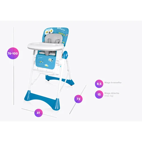 Стільчик для годування Baby Design PEPE NEW 04 GREEN: Нахил спинки 3 рівня