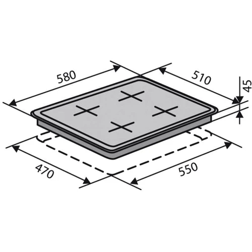 Варочная поверхность газовая Ventolux HG631 B2 S (X): Расположение панели спереди