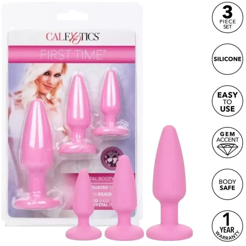 Набор анальных пробок California Exotic Novelties First Time Crystal Booty Anal Plug Set (розовый)