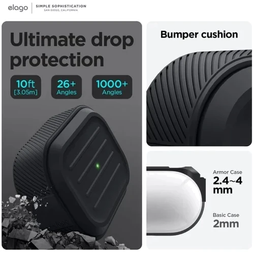 Чехол Elago Armor Case Black (EAPP2C-ARMOR-BK) for Airpods Pro 2 фото 3