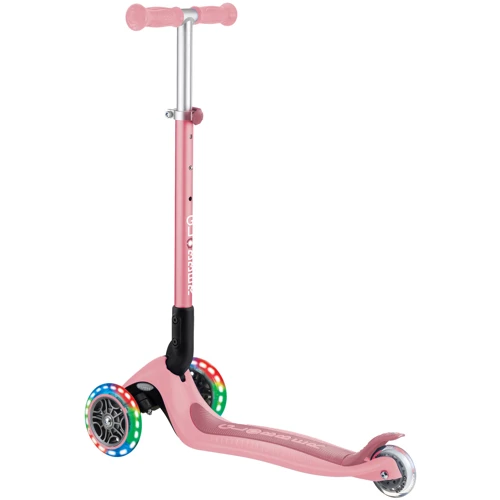 Самокат Globber серии PRIMO FOLDABLE LIGHTS, пастельно-розовый, 3 колеса с подсветкой 50 кг 3+ (432-211-3)