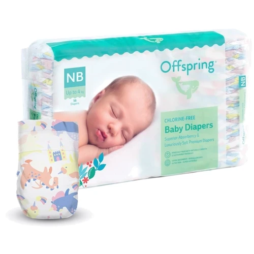 Подгузники Offspring FairyTale NB размер до 4 кг 56 шт. (DP-OI-FAT-NB56P-FRT)