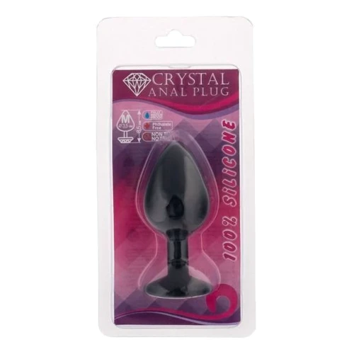 Анальная пробка CRYSTAL Black Silicone Ruby, M
