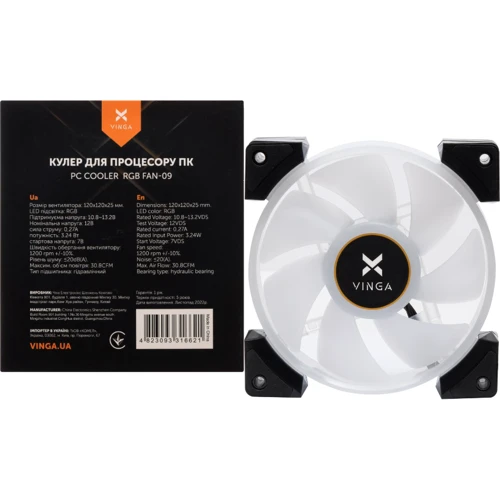 Кулер Vinga RGB fan-09: Тип вентилятор