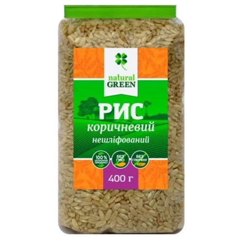 Рис коричневый цельнозерновой нешлифованный, Natural Green, 400 г (WT3148)