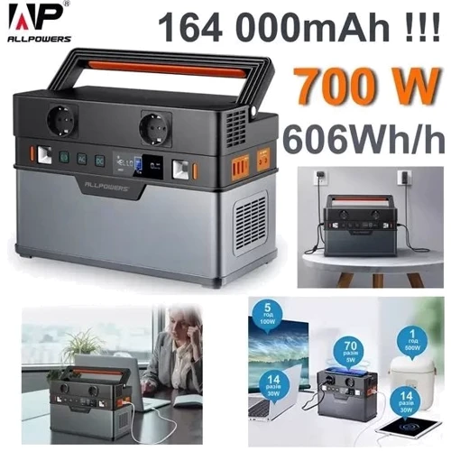 Зарядная станция Allpowers S700 606Wh 164000mAh 700W Portable Power Station ﻿: Особенности модели Маленькие, Bluetooth, Дисплей
