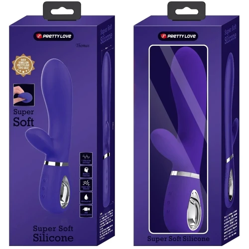 Вибратор с мягкой головкой и клиторальной стимуляцией LYBAILE Pretty Love Thomas USB Purple (BI-014621-3)