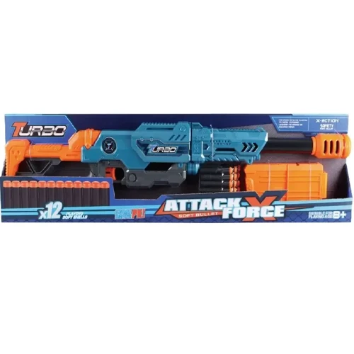 Игрушечное ружье Turbo Attack Force с магазином и мягкими патронами 12 шт. (ВТ338)