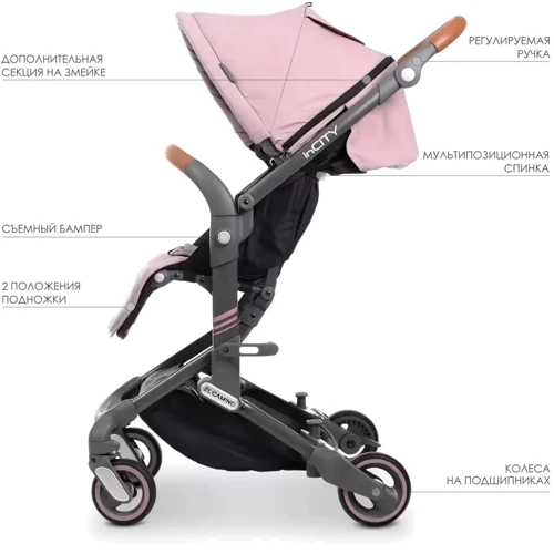 Прогулянкова коляска El Camino inCITY Pale Pink (ME 1068) фото 11
