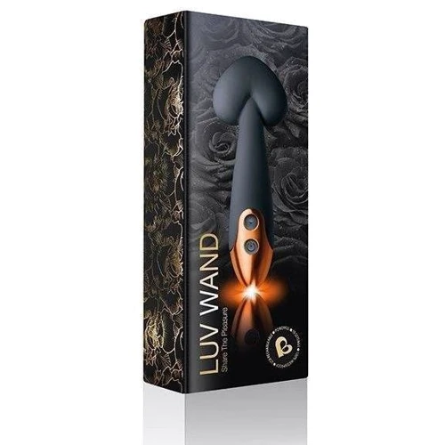 Вибромассажер Rocks Off LUV Wand Black в виде сердца, LED подсветка, водостойкий, аккумулятор