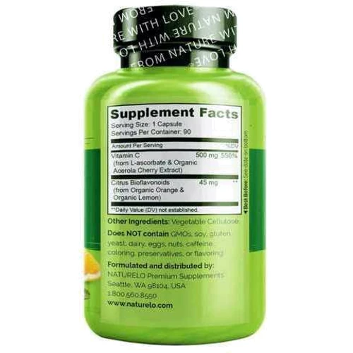 Naturelo Vitamin C Acerola Cherry Extract with Citrus Bioflavonoids Вітамін C Екстракт вишні Ацерола з цитрусовими біофлавоноїдами 90 капсул: Тип Витамин C
