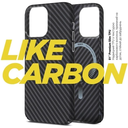 Чехол для iPhone ArmorStandart LikeCarbon MagCase Black for iPhone 13 Pro (ARM66361): Тип чехла накладка на заднюю часть