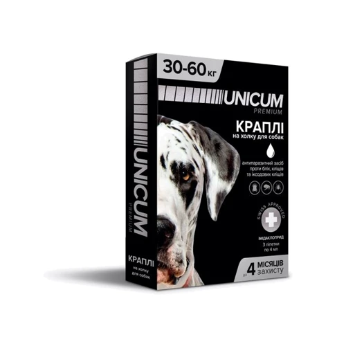 Капли от блох и клещей Unicum Premium для собак 30-60 кг имидаклоприд 10% (UN-054)