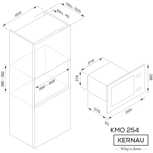 Микроволновая печь Kernau KMO 254 G W: Объем, л 25