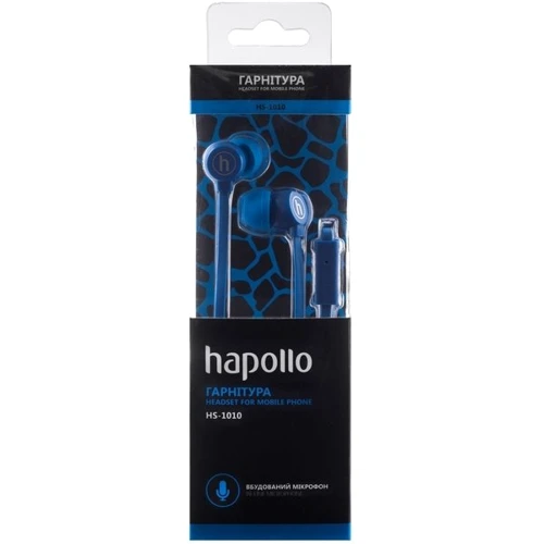 Наушники Hapollo HS-1010 Navy: Тип конструкции вакуумные