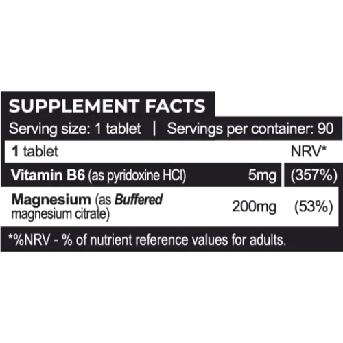 Progress Nutrition Magnesium Citrate 200мг + Vitamin B6 Цитрат магнію 200мг + Вітамін B6 5мг 90 таблеток: Форма випуску Таблетки