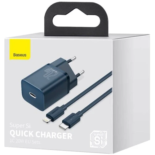 Зарядное устройство Baseus USB-C Wall Charger Super Si 20W Blue with Cable USB-C to Lightning (TZCCSUP-B03) фото 7