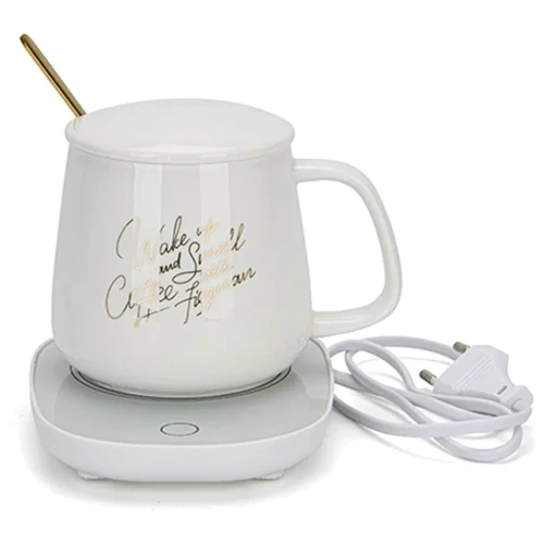 Кружка Fissman 350 мл с электрообогревателем 12 вт белая (6099): Форма круглая