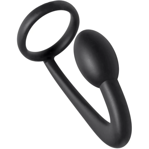 Стимулятор простаты с эрекционным кольцом Prostatic Play Silicone Cock Ring and Prostate Plug (черный)