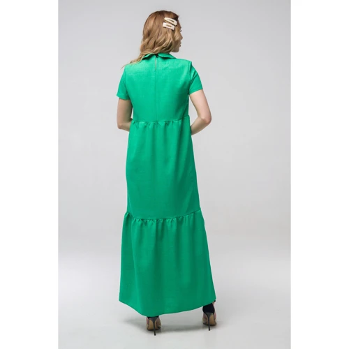 Платье FLFashion Кураж ППК 2181 48 зеленое повседневное длинное макси: Состав Лен