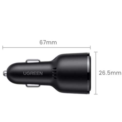 Зарядное устройство Ugreen Car Charger USB+2xUSB-C CD239 69W Black (20467): Сила тока 2.4А и более