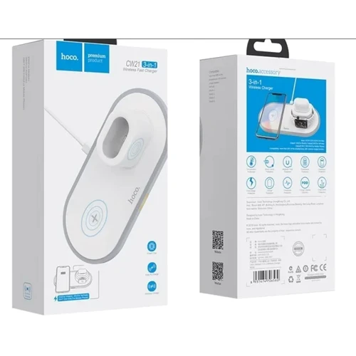 Зарядное устройство Hoco Wireless Charger CW21 Wisdom 3in1 White for iPhone 16 I 15 I 14 I 13 I 12 series, Apple Watch and Apple AirPods фото 6