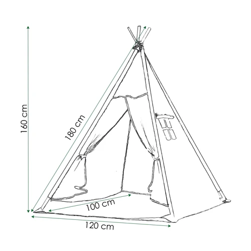 Детская палатка Springos Tipi XXL вигвам бело-серая (TIP03)