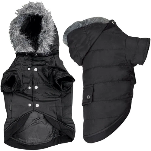 Куртка с капюшоном Flamingo Polar Black для собак черная 34 см