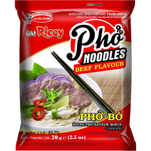 Рисовая лапша быстрого приготовления OH!IRICEY со вкусом говядины 70 г (8934563210144)