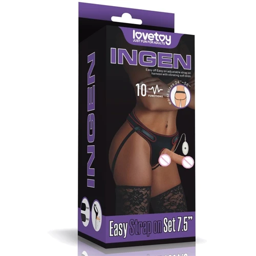 Cтрапон с вибрацией LoveToy Ingen Easy Strapon Set 7.5" With Balls