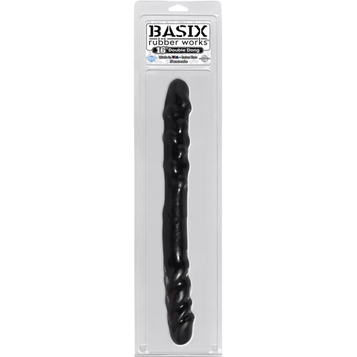Двойной фаллоимитатор BASIX 16, 38x3.8 см, черный