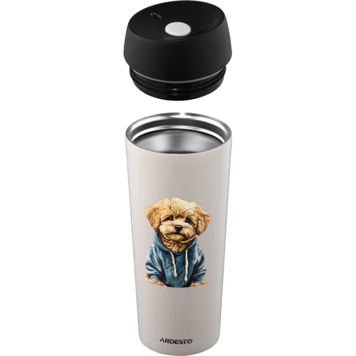 Термокухоль Ardesto Coffee Time Maltipoo 450 мл, бежевий (AR2645MP): Матеріал корпусу Сталь