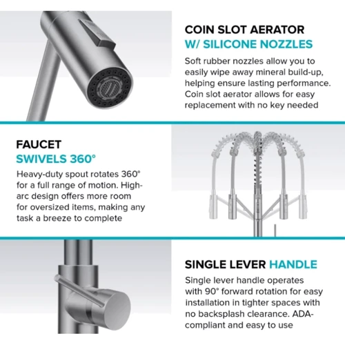 Змішувач для кухонного миття Kraus KFF-2631SFACB