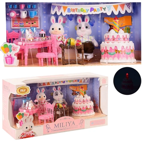 Игровой набор с флоксовыми животными День Рожденья, в наборе торт с музыкой + свет (55003): Производитель Noname